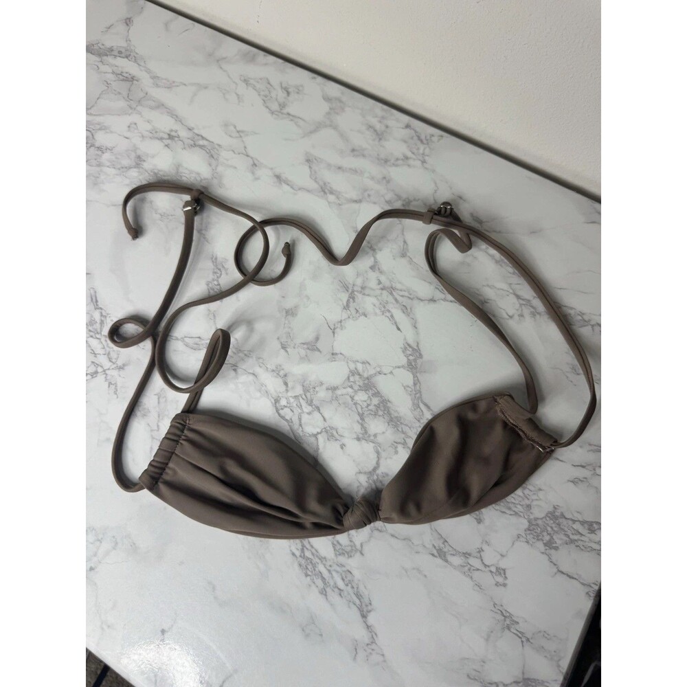 Mare Perpetua Brown Solid Bandeau Halter Adjustable Bikini Swim Top Women's XS